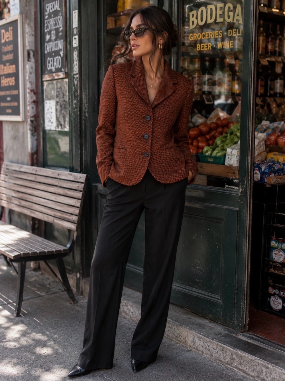 Kuhlman Italian Made 100% Wool Textured Brown Blazer